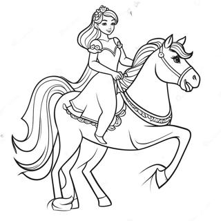 Elegant Princess Riding A Majestic Horse Coloring Page 51295-42718