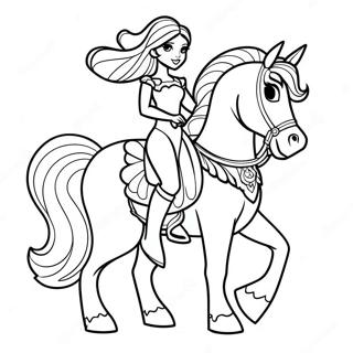 Elegant Princess Riding A Majestic Horse Coloring Page 51295-42719