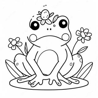 Cute Kawaii Frog With Flowers Coloring Page 51375-42789