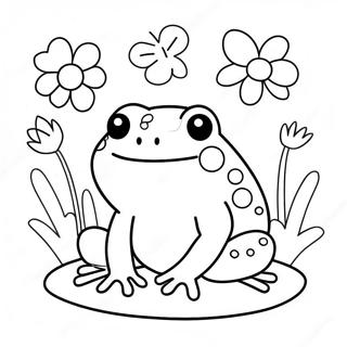 Cute Kawaii Frog With Flowers Coloring Page 51375-42790