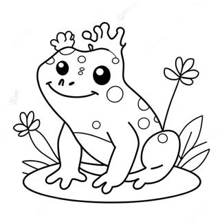 Cute Kawaii Frog With Flowers Coloring Page 51375-42792