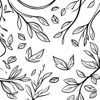 Beautiful Tree Branches With Leaves Coloring Page 51385-42796