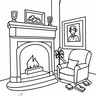 Cozy Family Fireplace Coloring Page 51455-42853