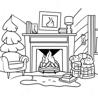 Cozy Family Fireplace Coloring Page 51455-42855