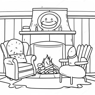 Cozy Family Fireplace Coloring Page 51455-42856