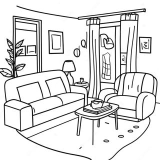 Cozy Apartment Living Room Coloring Page 51505-42897