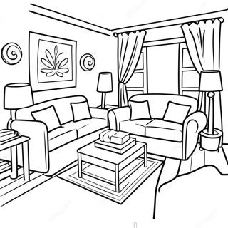 Cozy Apartment Living Room Coloring Page 51505-42898