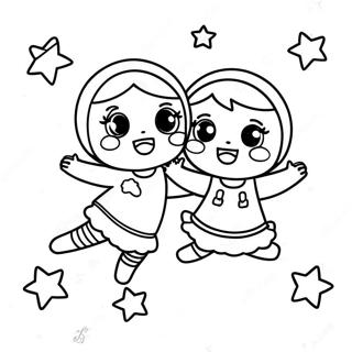 Kiki And Lala Flying Through The Stars Coloring Page 5153-4134