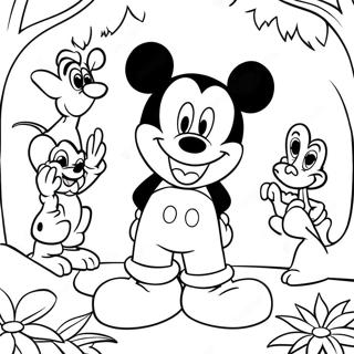 Mickey Mouse With Jungle Animals Coloring Page 51545-42925