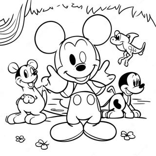 Mickey Mouse With Jungle Animals Coloring Page 51545-42927