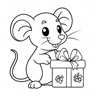 Adorable Christmas Mouse With Presents Coloring Page 51585-42954