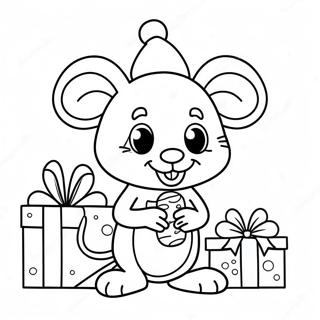 Adorable Christmas Mouse With Presents Coloring Page 51585-42956