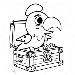 Colorful Pirate Parrot On Treasure Chest Coloring Page 51615-42983