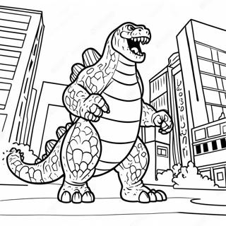 Godzilla Roaring In The City Coloring Page 51665-43026