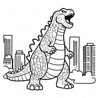 Godzilla Roaring In The City Coloring Page 51665-43027