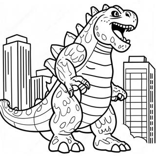 Godzilla Roaring In The City Coloring Page 51665-43028