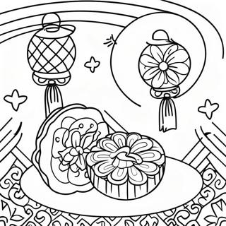 Festive Mooncake With Lanterns Coloring Page 51695-43041