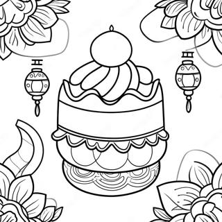 Festive Mooncake With Lanterns Coloring Page 51695-43042