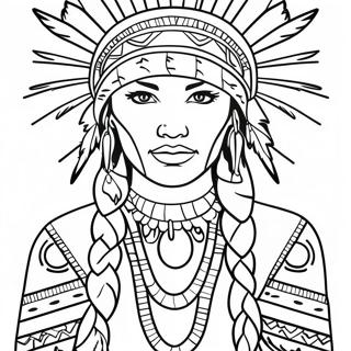 Beautiful Native American Woman In Traditional Dress Coloring Page 51725-43059