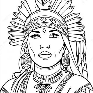 Beautiful Native American Woman In Traditional Dress Coloring Page 51725-43060