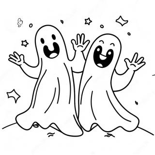 Spooky Ghosts Dancing Coloring Page 51755-43094