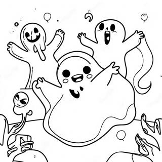 Spooky Ghosts Dancing Coloring Page 51755-43096