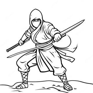 Stealthy Ninja With Katana Coloring Page 51765-43101