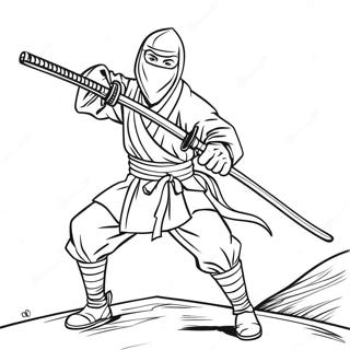 Stealthy Ninja With Katana Coloring Page 51765-43102