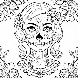 Girly Female Sugar Skull Coloring Page 51824-43146