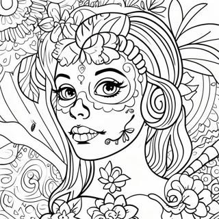 Girly Female Sugar Skull Coloring Page 51824-43147