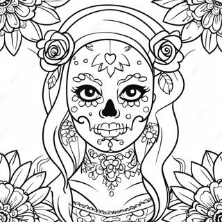 Girly Female Sugar Skull Coloring Page 51824-43148