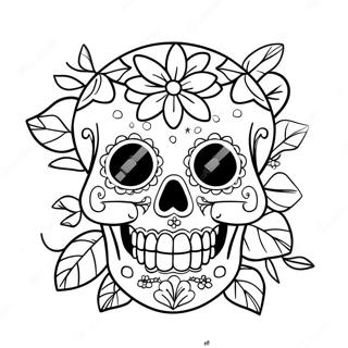 Colorful Girly Sugar Skull With Flowers Coloring Page 51825-43158