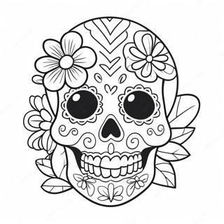 Colorful Girly Sugar Skull With Flowers Coloring Page 51825-43159