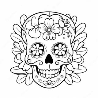 Colorful Girly Sugar Skull With Flowers Coloring Page 51825-43160