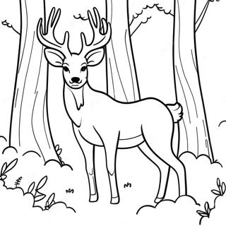 Realistic Deer In Forest Coloring Page 51884-43198