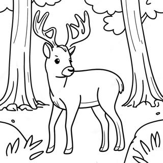 Realistic Deer In Forest Coloring Page 51884-43200