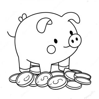 Cute Piggy Bank With Coins Coloring Page 52016-43293