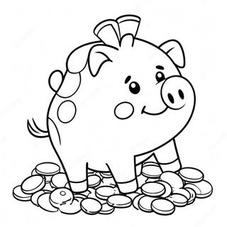 Cute Piggy Bank With Coins Coloring Page 52016-43294