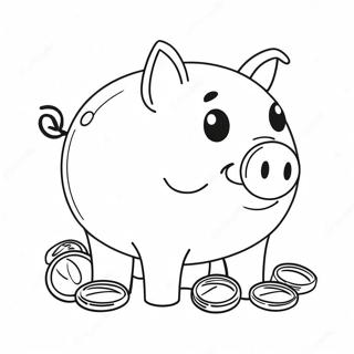 Cute Piggy Bank With Coins Coloring Page 52016-43295