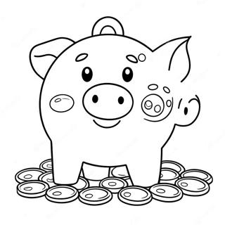 Cute Piggy Bank With Coins Coloring Page 52016-43296