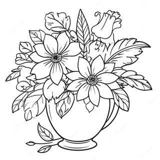 Charming Still Life Floral Arrangement Coloring Page 52046-43317