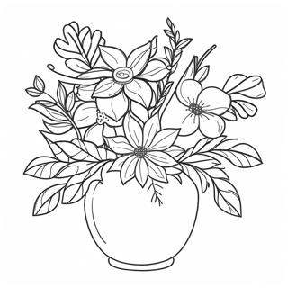 Charming Still Life Floral Arrangement Coloring Page 52046-43318