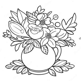 Charming Still Life Floral Arrangement Coloring Page 52046-43319