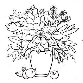 Charming Still Life Floral Arrangement Coloring Page 52046-43320