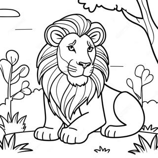 Majestic Lion In The Jungle Coloring Page 52056-43333