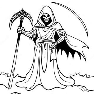 Menacing Demon Grim Reaper With Scythe Coloring Page 52136-43386