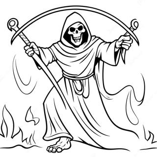 Menacing Demon Grim Reaper With Scythe Coloring Page 52136-43387