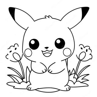 Cute Girl Pikachu With Flowers Coloring Page 52186-43431