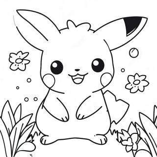 Cute Girl Pikachu With Flowers Coloring Page 52186-43432