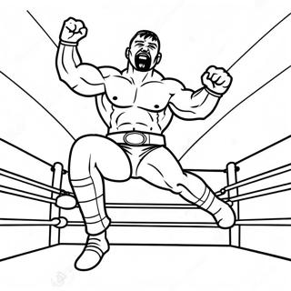 Bold Outline Wwe Wrestler Jumping On Opponent Coloring Page 52196-43449